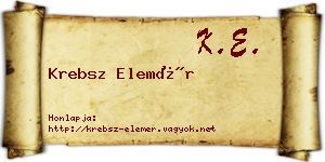 Krebsz Elemér névjegykártya